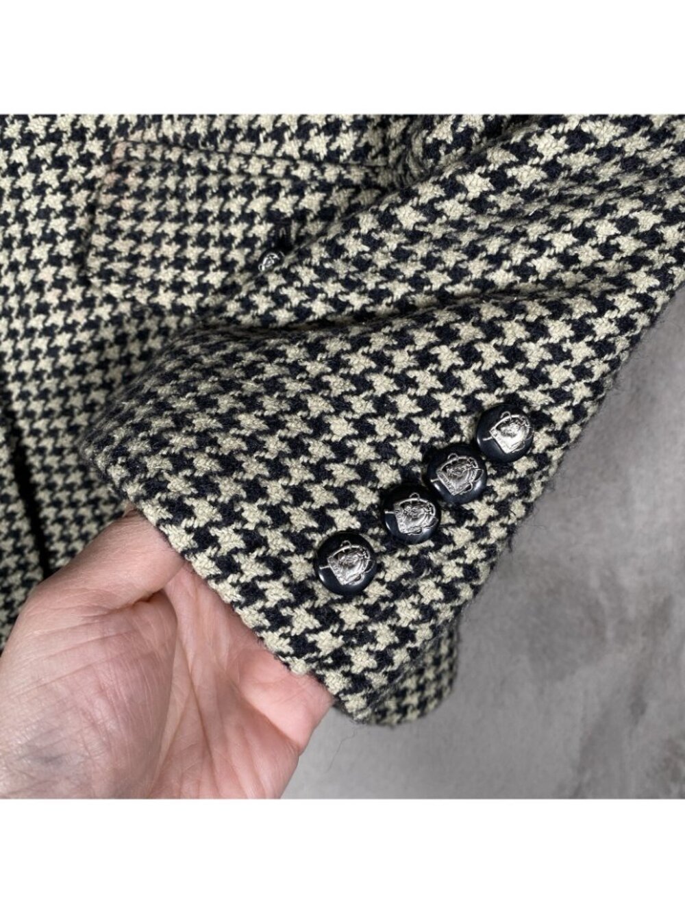 Lauren Ralph Lauren Jacket Women 6P Houndstooth Tweed Equestrian Horse Silk Wool - Picture 9 of 16